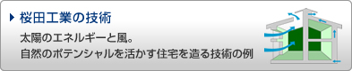 桜田工業の技術：太陽のエネルギーと風。自然のポテンシャルを活かす住宅を造る技術の例